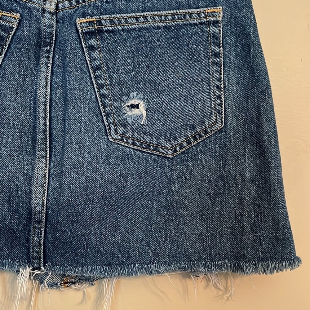 We The Free Breezy Button Fly Denim Jean Raw Hem Distressed Mini Skirt 25 - Picture 6 of 13
